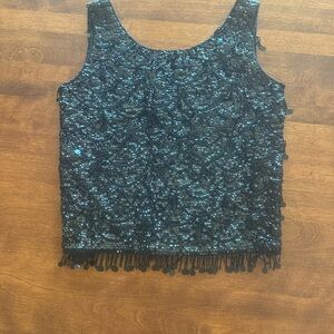 Elegant Black Sequin Sleeveless Blouse